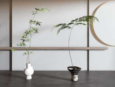 现代植物盆栽组合3D模型下载